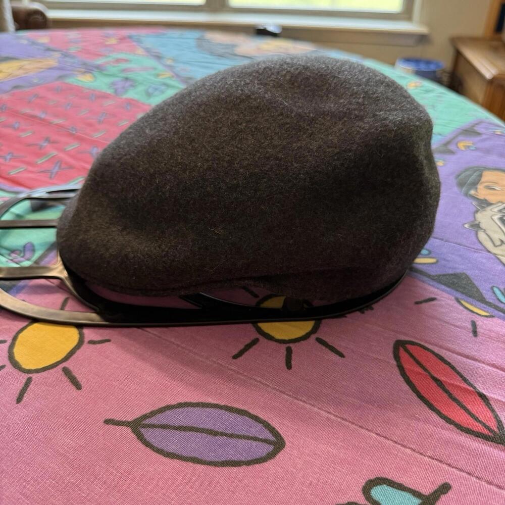 Vintage 70s/80s Scala Classico Black Grey‎ Wool Newsboy Driving Cap Hat Large